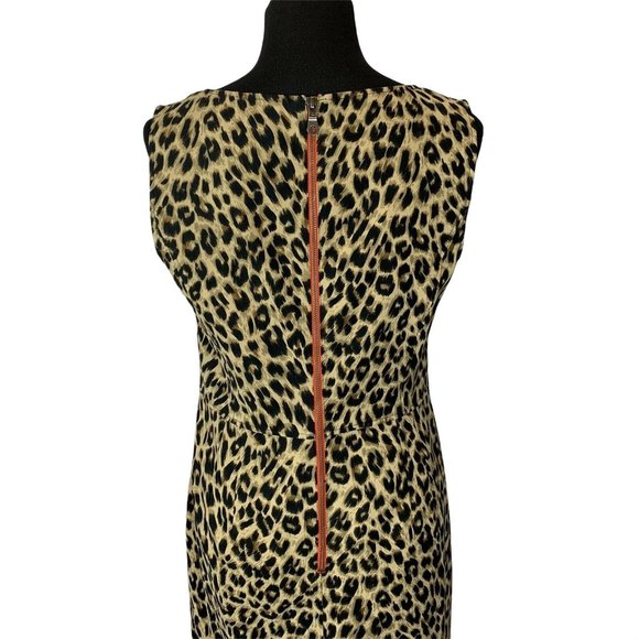 Leslie Stuart Leopard Print Dress size 10 Sleeveless Back Zipper Lined - Picture 4 of 8
